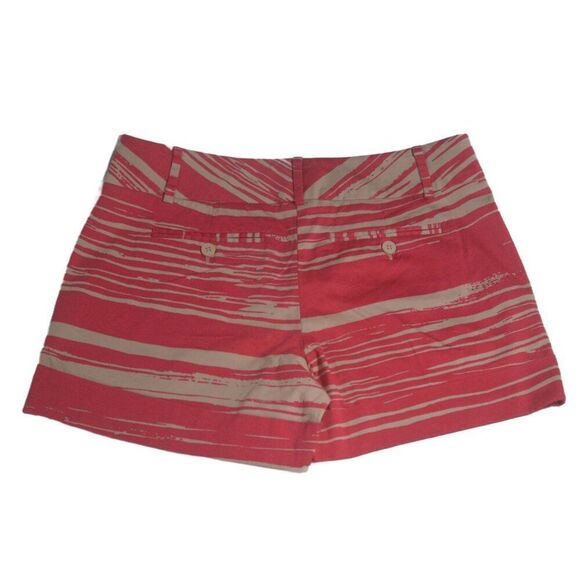 NY&C 7th Avenue Suiting Shorts Size 6 Pink Tan Striped Cuffed - Picture 2 of 5